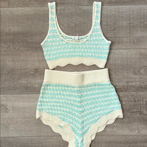 For Love And Lemons Cream and Mint Knit Set